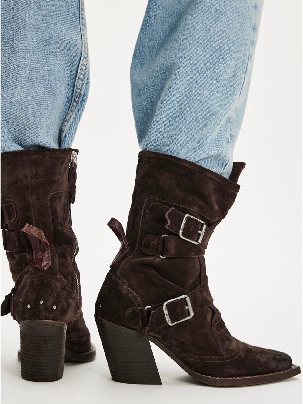 Free People We The Free Carter Belted Suede Boots New In Box NWT Size 10